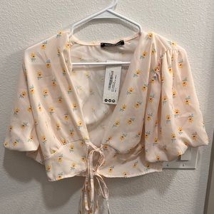 Floral Double-Tie Crop Top